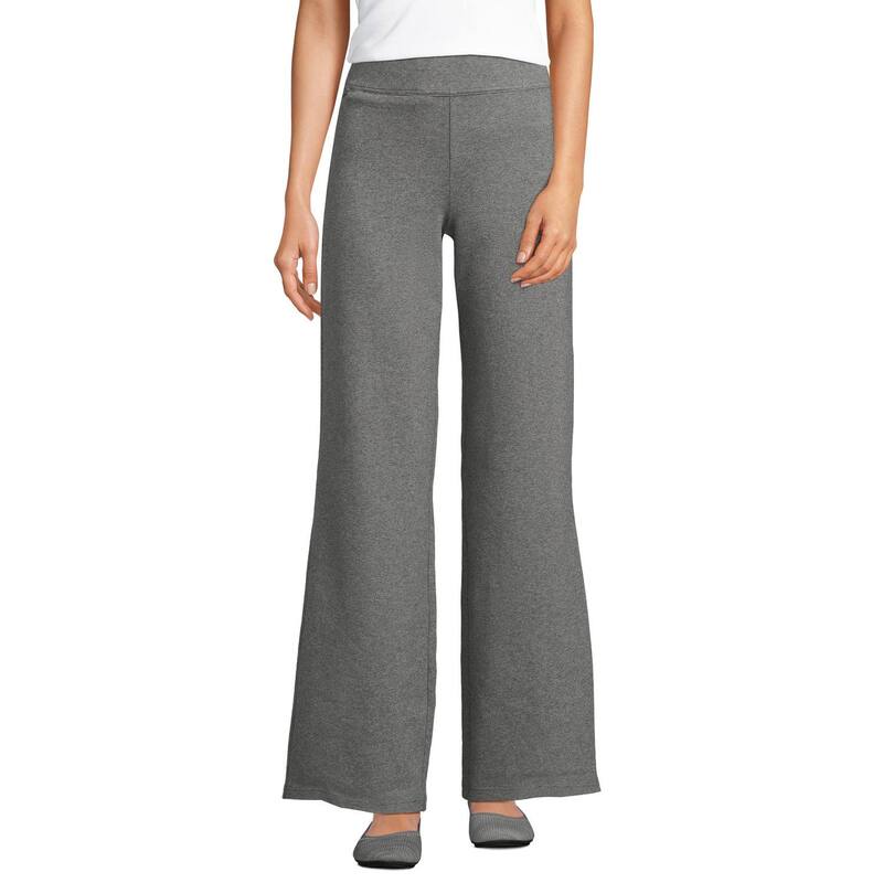 ランズエンド レディース ボトムス カジュアルパンツ ワイドレッグ Women's Lands' End High Rise Pull On Wide Leg Pocket Pants Charcoal Heather チャコール｜ReVida 店