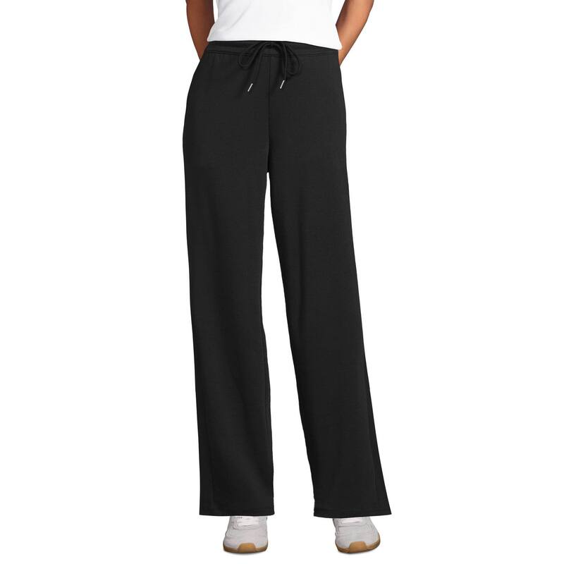 ランズ挙げ句の果て レディース ボトムス 心地よいズボン下 引っ切りない プチ Petite Lands\u0027 End High Rise Pull On Relaxed Straight Leg Pants Black 黒いこと