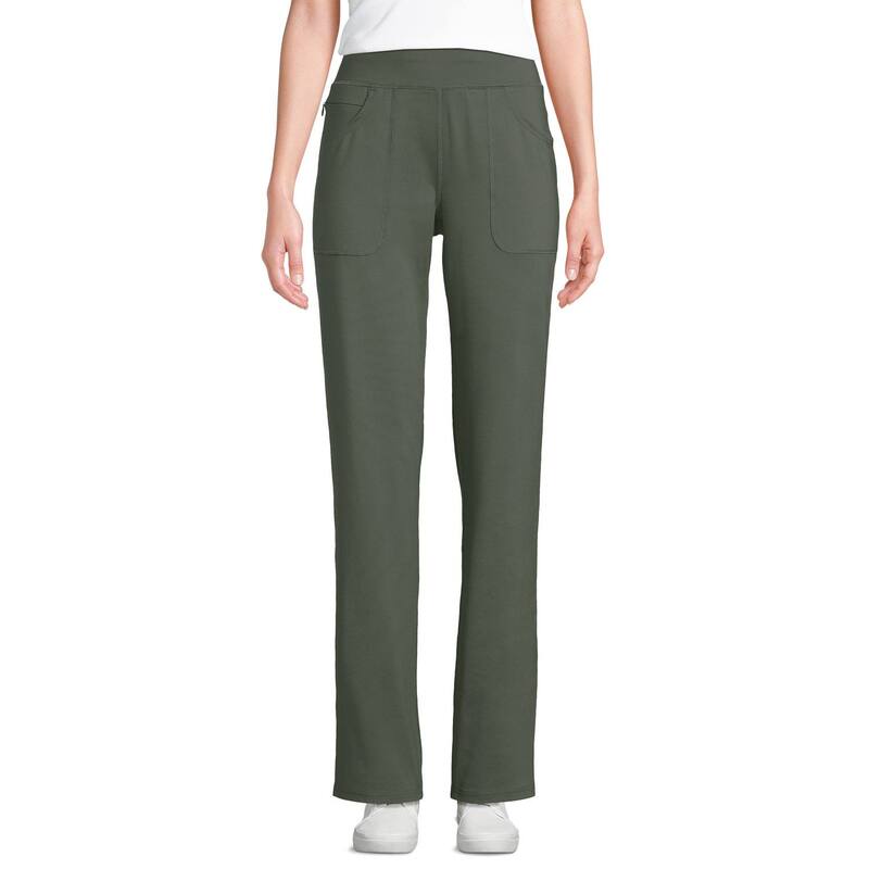 ランズ挙げ句の果て レディース ボトムス 心地よいズボン下 引っ切りない Women\u0027s Lands\u0027 End High Rise Straight Leg 5 Pocket Pants Dark Olive Green 緑であること