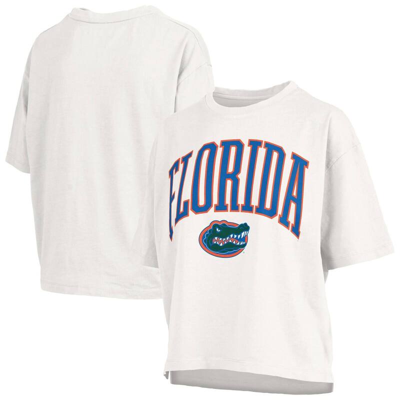 押しつけるボックス席 レディース トップス ティーシャツ つけ加える大きさ Women\u0027s Pressbox White Florida Gators Plusize Nelson Motley Crew Oversized Slub T-Shirt Fld White 白いこと