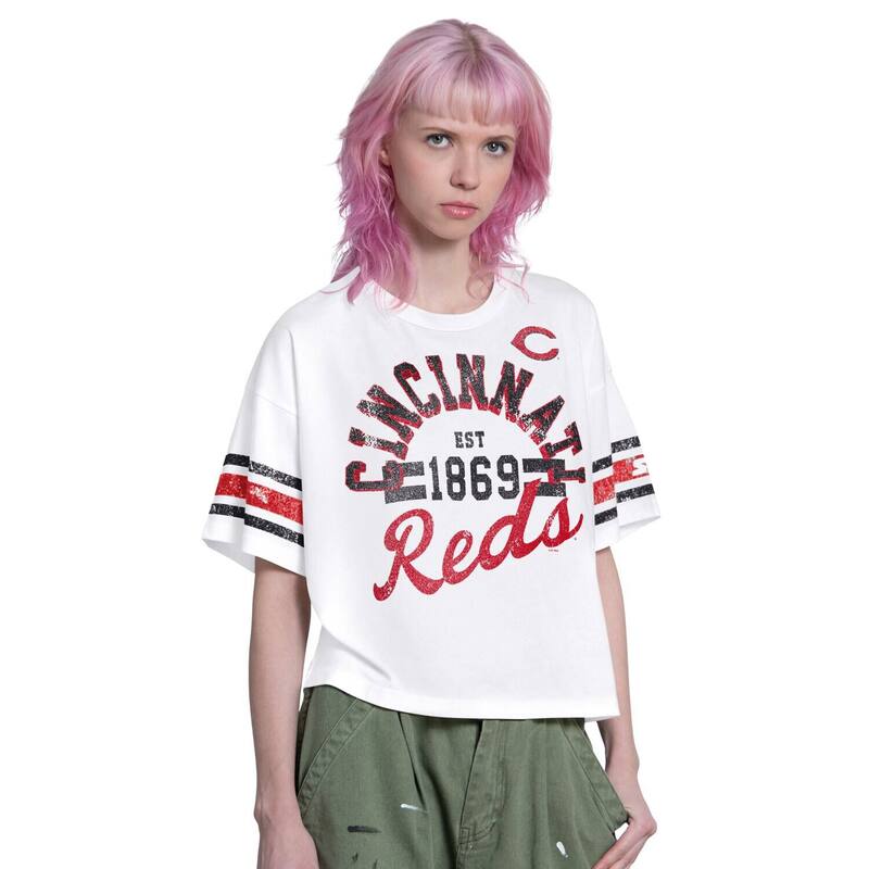 クランク レディース トップス ティーシャツ クロップド Women\u0027starter White Cincinnati Reds Cropped Hurry Up Offense T-Shirt Red White 白いこと