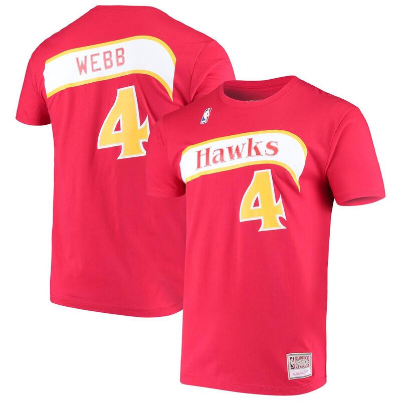 ミッチェル\u0026ネス レディース トップス プルオーバー Men\u0027s Mitchell \u0026 Nesspud Webb Red Atlanta Hawks Hardwood Classics Name \u0026 Number T-Shirt Haw Red 赤いこと