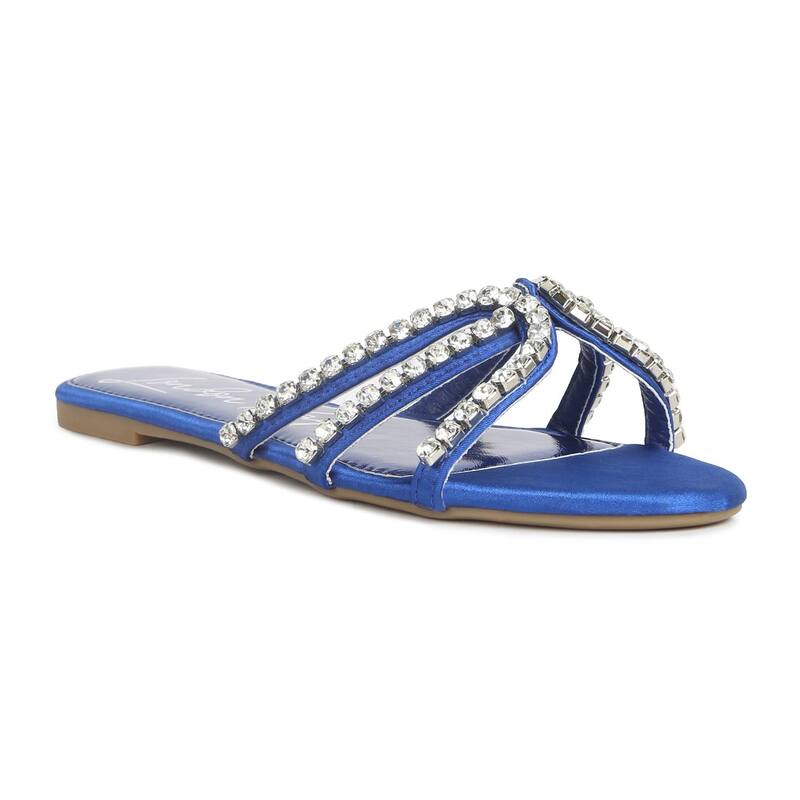 ロンドンラグ レディース シューズ サンダル London Rag Mezzie Dimante Strap Women's Flat Sandals Blue ブルー|ReVida 店