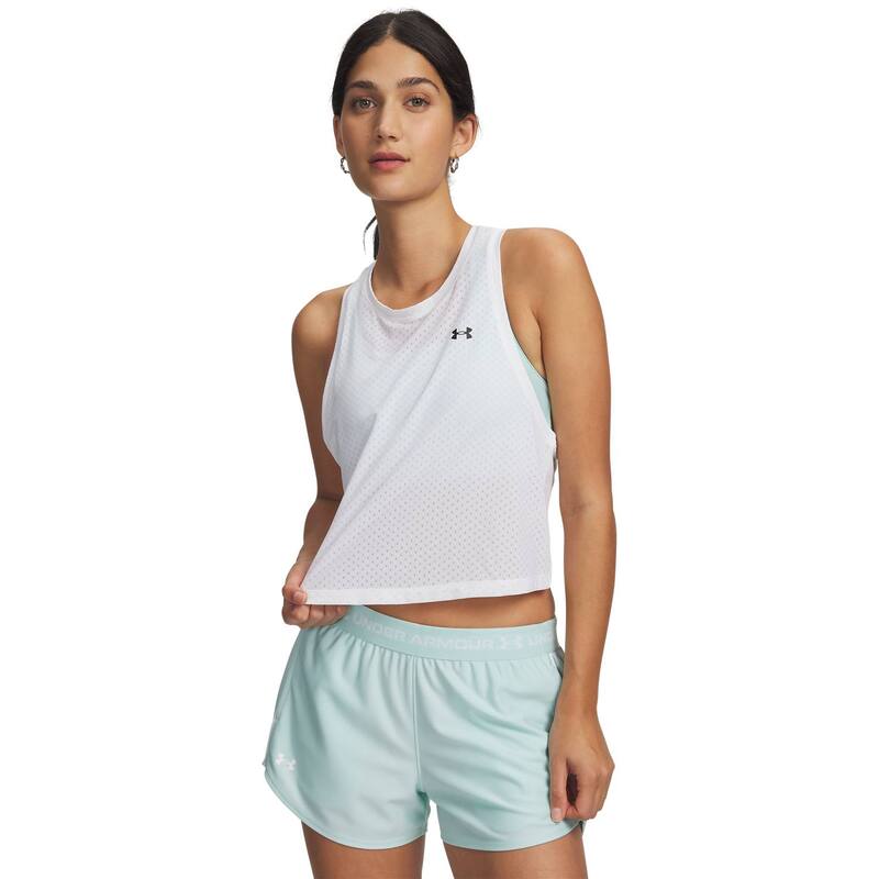 アンダーアーマー レディース トップス Tシャツ メッシュ Women's Under Armour Tech Sport Mesh Crop Tank Top White ホワイト|ReVida 店