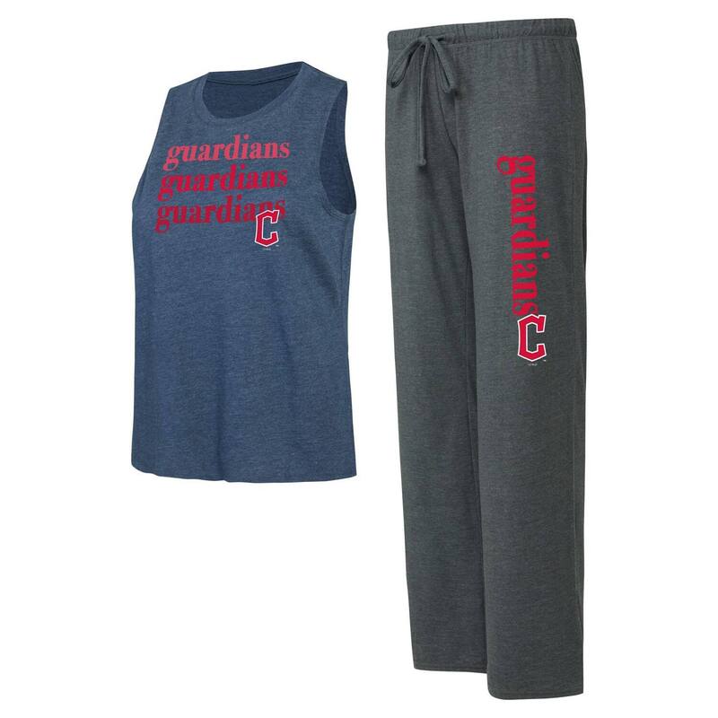 アンブランデッド レディース アンダーお召しもの ナイト爵お召しもの ズボン下 Unbranded Women\u0027s Conceptsport Charcoal/Navy Cleveland Guardians Meter Muscle Tank Top and Pantsleep Set Grd Charco 濃灰色