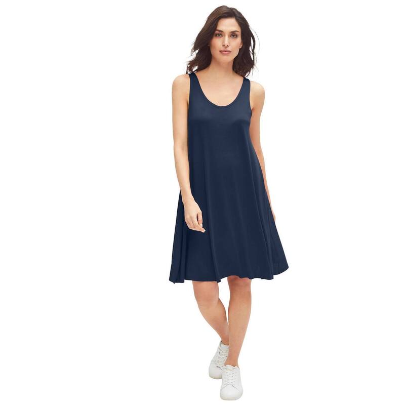 Ellos レディース トップス ワンピース プラスサイズ Ellos Plusize Crossover Back Tank Dress Navy ネイビー｜ReVida 店