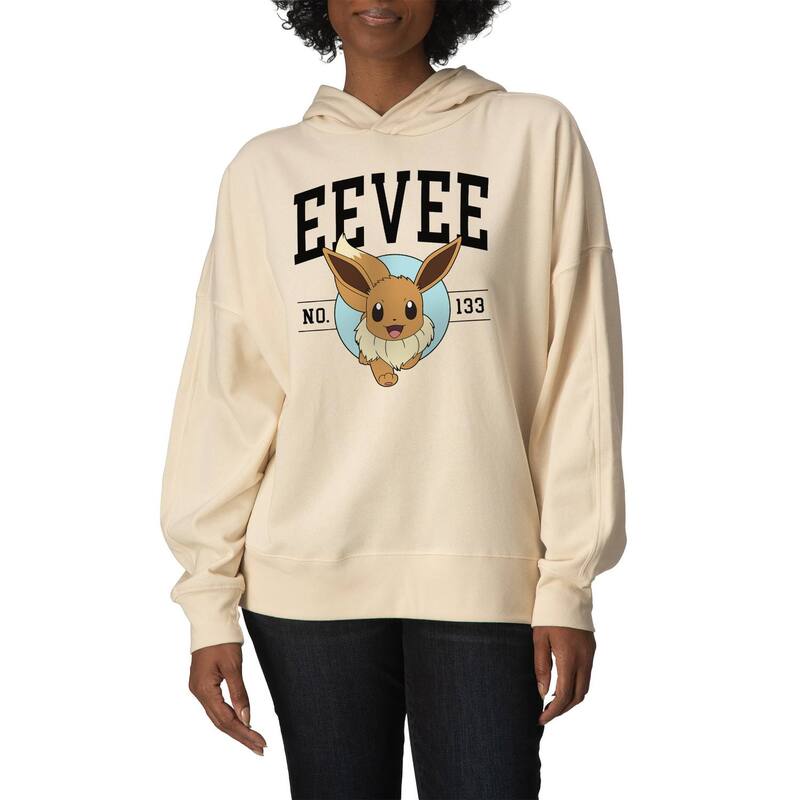 アニメキャラクター レディース トップス Tシャツ スウェット フリース パーカー Licensed Character Women's Pokmon Eevee Oversized Fleece Hoodie Sweatshirt Cream クリーム|ReVida 店