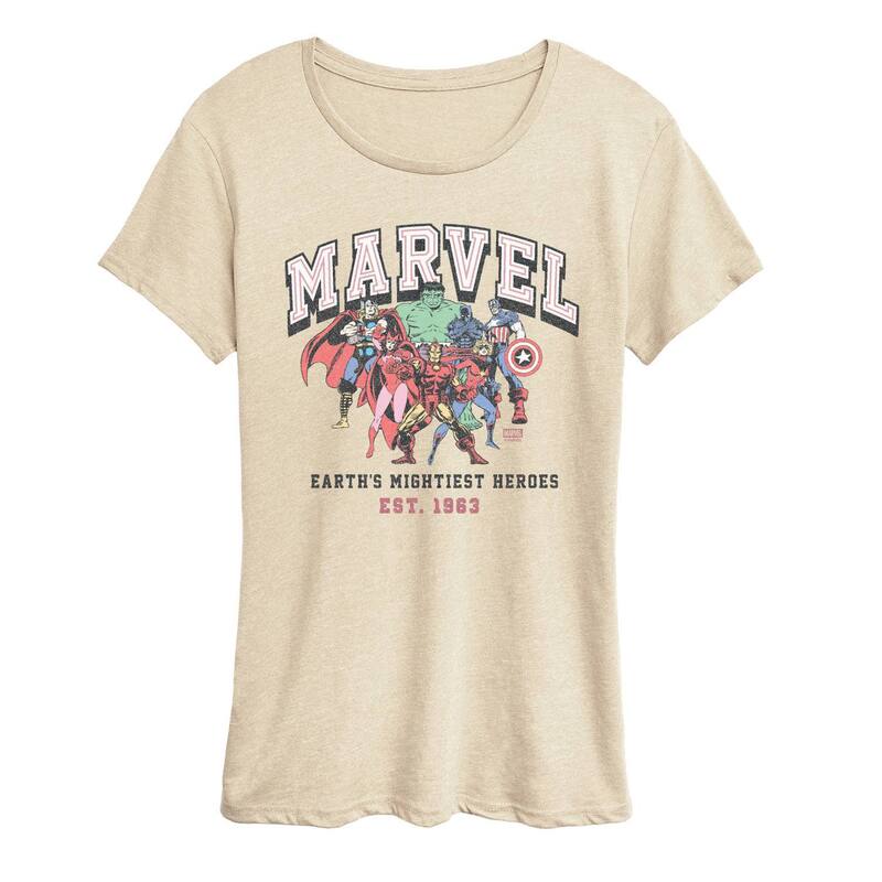 アニメ人となり レディース トップス ティーシャツ グラフィック Licensed Character Women\u0027s Marvel Earth\u0027s Mightiest Heroes Graphic Tee Beige ベージュ
