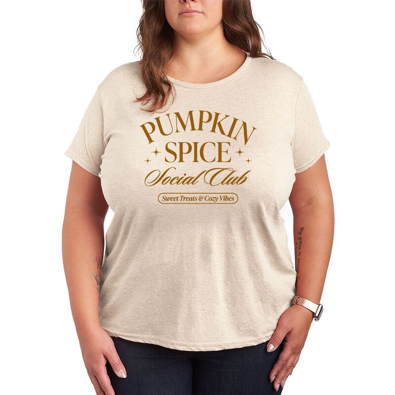 アニメ人となり レディース トップス ティーシャツ 足し加える大いさ グラフィック Licensed Character Plusize Pumpkin Spice Social Club Graphic Tee Beige ベージュ