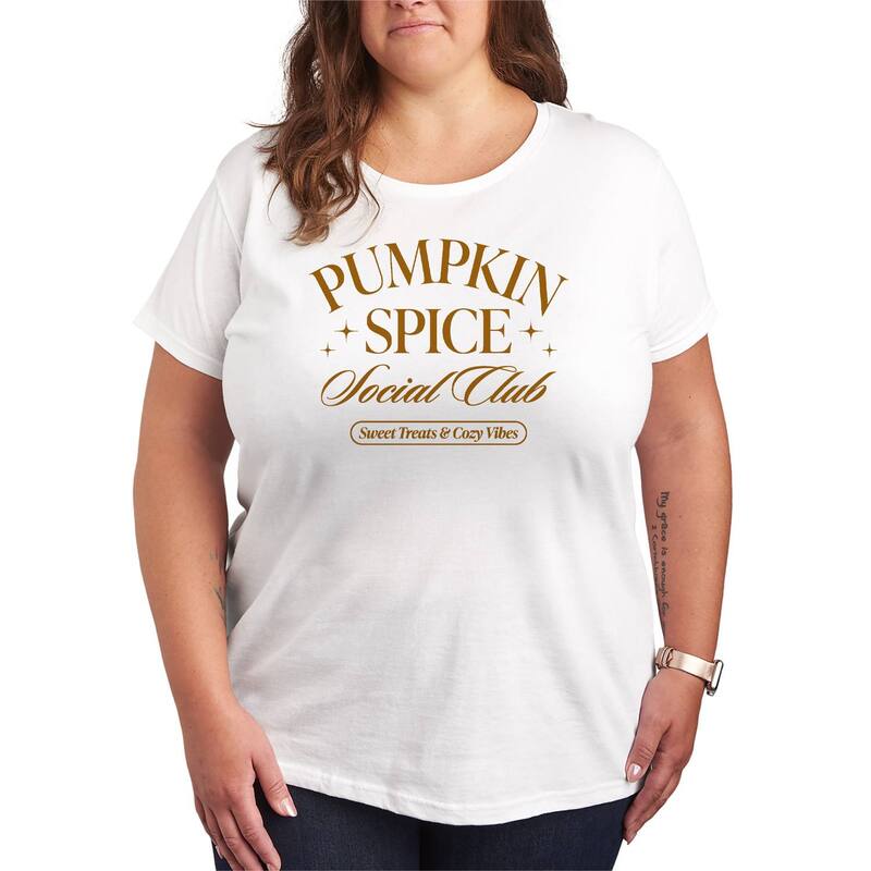 アニメ人となり レディース トップス ティーシャツ 足し加える大いさ グラフィック Licensed Character Plusize Pumpkin Spice Social Club Graphic Tee White 白いこと