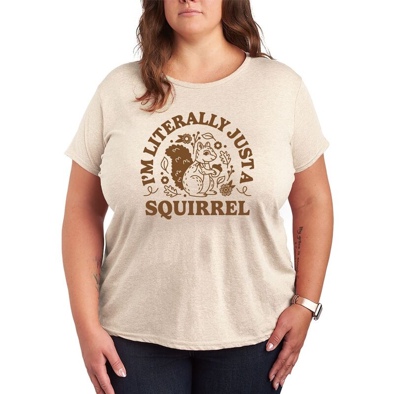アニメ人となり レディース トップス ティーシャツ 足し加える大いさ グラフィック Licensed Character Plusize I\u0027m Literally Just A Squirrel Graphic Tee Beige ベージュ
