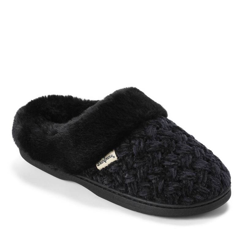 ディアフォームズ レディース シューズ サンダル Dearfoams Claire Chenille Women's Clog Slippers Black Solid ブラック|ReVida 店
