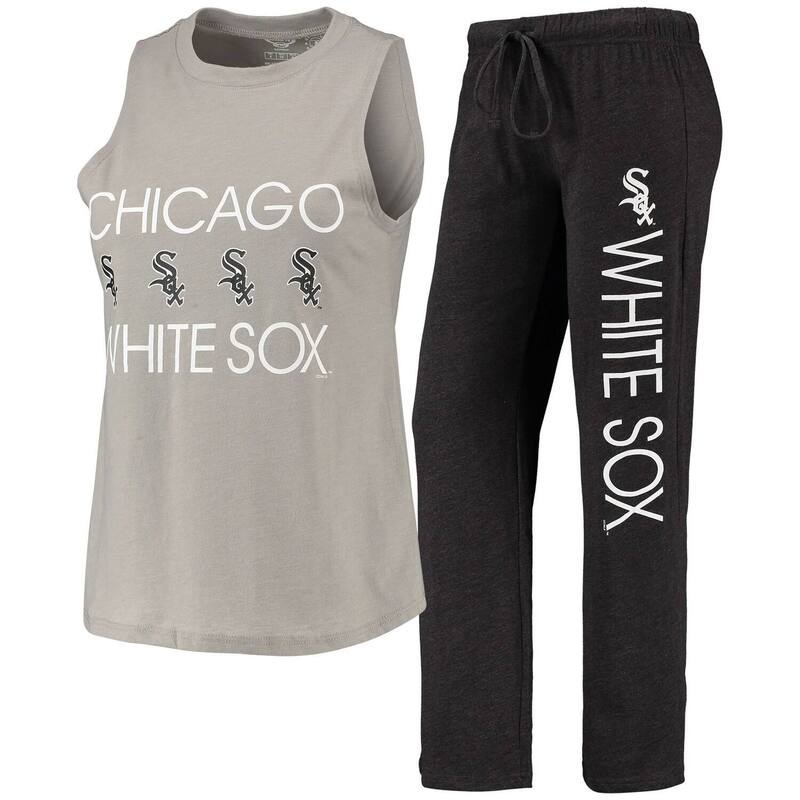 アンブランデッド レディース アンダーお召しもの ナイト爵お召しもの ズボン下 Unbranded Women\u0027s Conceptsport Black/Gray Chicago White Sox Meter Muscle Tank Top \u0026 Pantsleep Set Sox Black 黒いこと