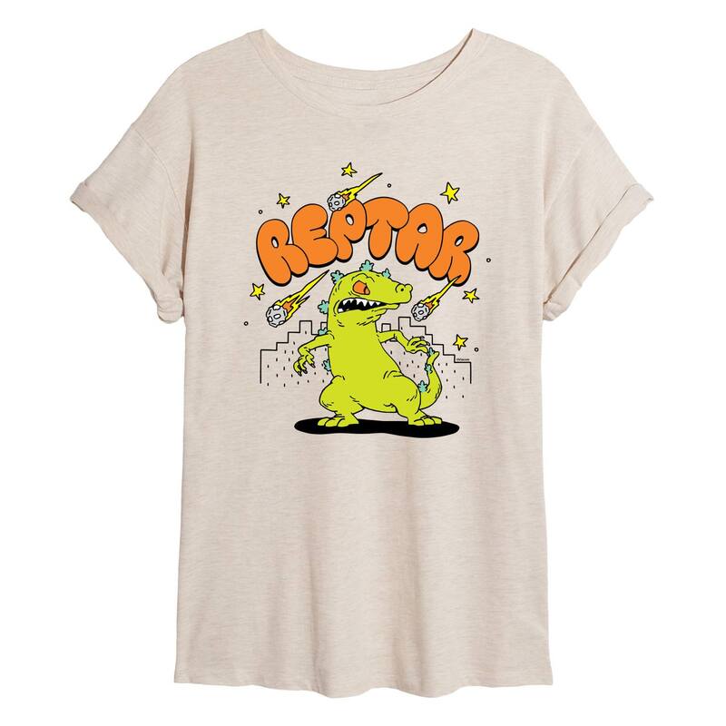 アニメ文字記号 レディース トップス ティーシャツ Licensed Character Juniors\u0027 Rugrats Reptar Oversized Tee Beige ベージュ
