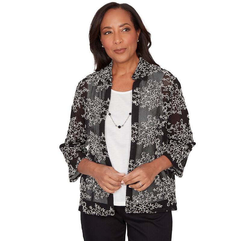 アルフレッド ダナー レディース トップス シャツ メッシュ レース Women's Alfredunner Two in One Mesh Soutache Top with Necklace Onyx｜ReVida 店