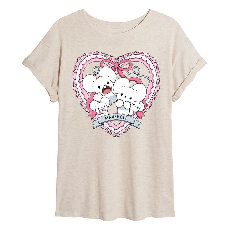アニメ文字記号 レディース トップス ティーシャツ Licensed Character Juniors\u0027 Pokmon Maushold Coquette Oversized Tee Beige ベージュ