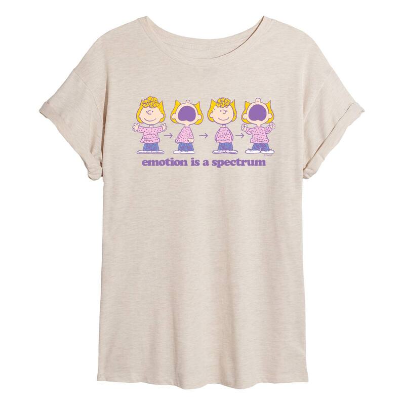 アニメ文字記号 レディース トップス ティーシャツ グラフィック Licensed Character Juniors\u0027 Peanuts Emotion Is A Spectrum Oversized Graphic Tee Beige ベージュ