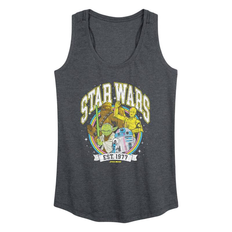 アニメ人となり レディース トップス ティーシャツ Licensed Character Women\u0027star Wars Retro Collegiate Racerback Tank Top Heather Charcoal 暗灰色