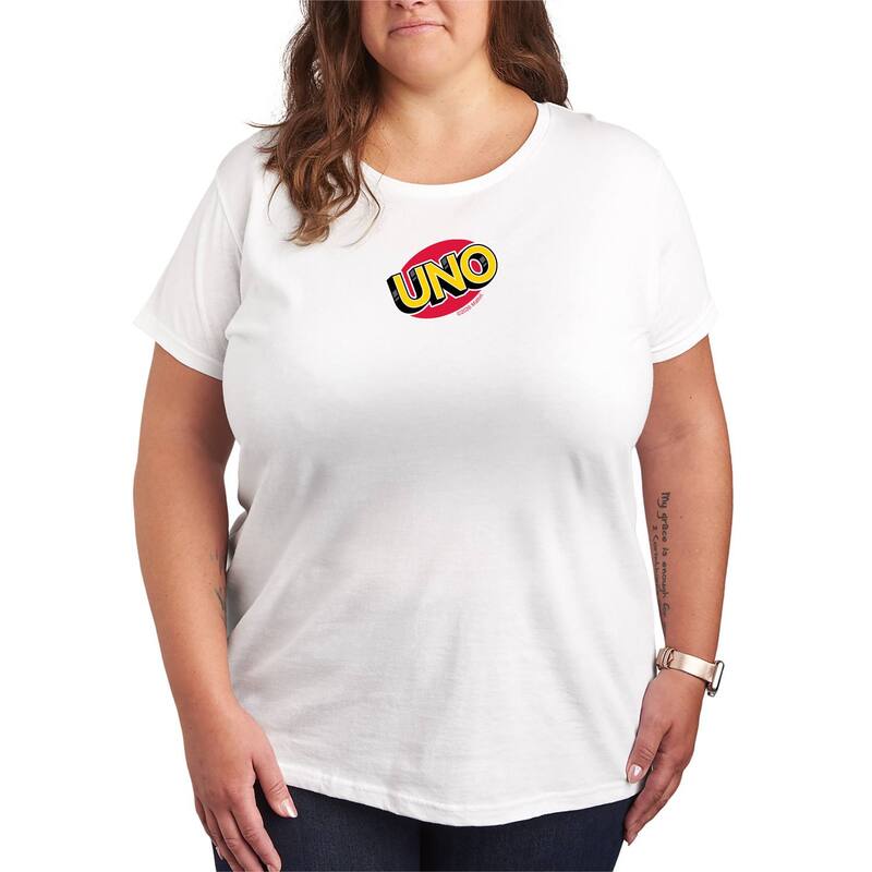 アニメ文字記号 レディース トップス ティーシャツ つけ加える大きさ ロゴタイプ グラフィック Licensed Character Plusize UNO Logo Graphic Tee White 白いこと