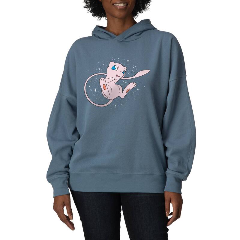 アニメキャラクター レディース トップス Tシャツ スウェット フリース パーカー Licensed Character Women's Pokmon Starry Mew Oversized Fleece Hoodie Sweatshirt Flint Blue ブルー|ReVida 店