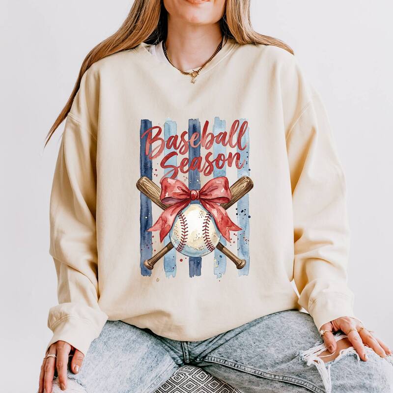 Simply Sage Market レディース トップス ティーシャツ 汗水 Simply Sage Market Baseball Season Watercolor Stripes - Women\u0027s Lightweight Garment Dyed Sweatshirt Ivory 象牙色