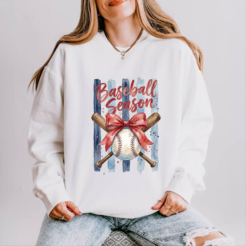 Simply Sage Market レディース トップス ティーシャツ 汗水 Simply Sage Market Baseball Season Watercolor Stripes - Women\u0027s Lightweight Garment Dyed Sweatshirt White 白いこと