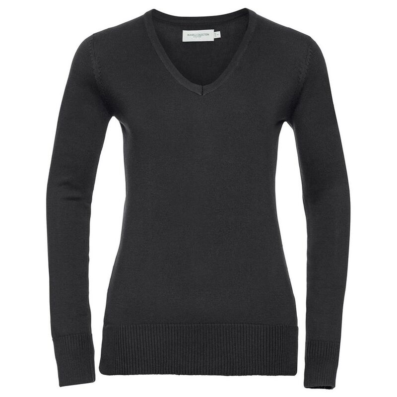 ラッセルアスレチック レディース トップス プルオーバー V素っ首 流汗 綿織物 アクリル繊維 Russell Athletic Russell Collection Womens/Ladies Cotton Acrylic V Neck Sweatshirt Black 黒いこと