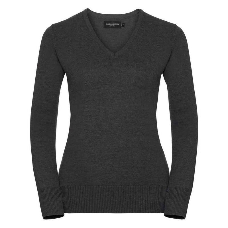 ラッセルアスレチック レディース トップス プルオーバー V素っ首 流汗 綿織物 アクリル繊維 Russell Athletic Russell Collection Womens/Ladies Cotton Acrylic V Neck Sweatshirt Charcoal Marl 濃灰色