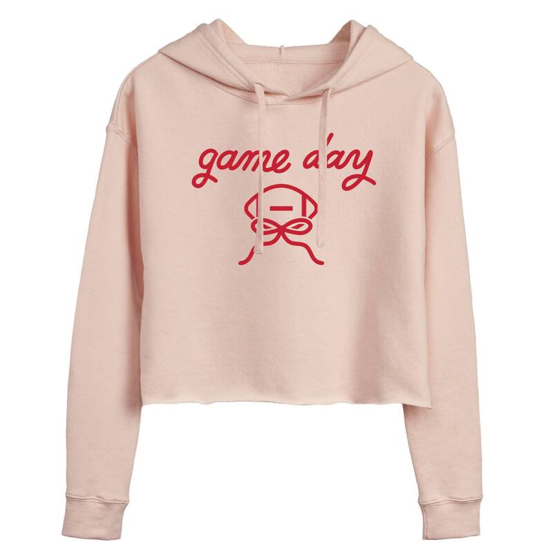 アニメ文字記号 レディース トップス ティーシャツ クロップド フリース パーカー Licensed Character Juniors\u0027 Game Day Football Cropped Fleece Hoodie Pink さくら色