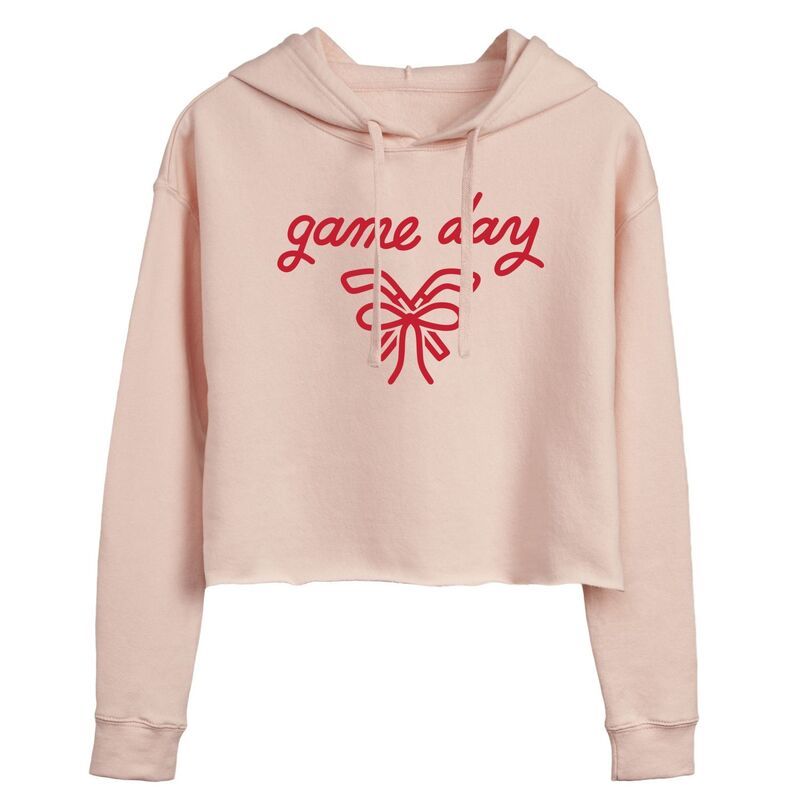 アニメ文字記号 レディース トップス ティーシャツ クロップド フリース パーカー Licensed Character Juniors\u0027 Game Day Soccer Bow Cropped Fleece Hoodie Pink さくら色