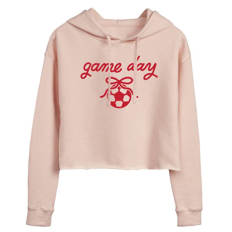 アニメ文字記号 レディース トップス ティーシャツ クロップド フリース パーカー Licensed Character Juniors\u0027 Game Day Hockey Bow Cropped Fleece Hoodie Pink さくら色