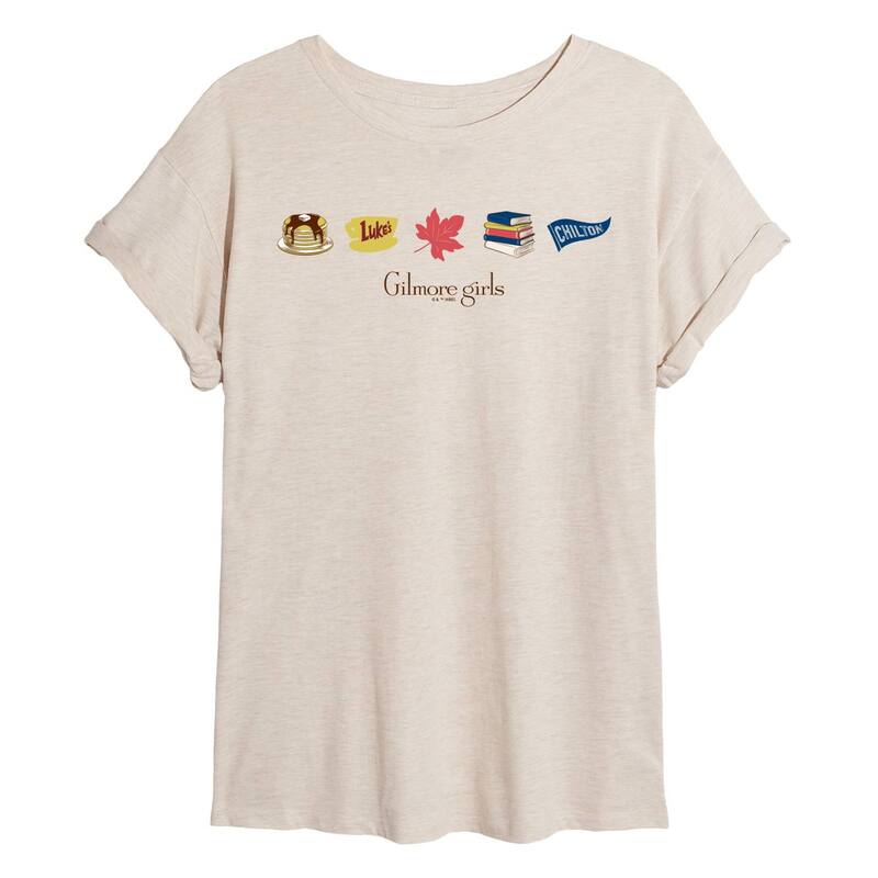 アニメ人となり レディース トップス ティーシャツ Licensed Character Juniors\u0027 Gilmore Girls Icon Collage Oversized Tee Beige ベージュ