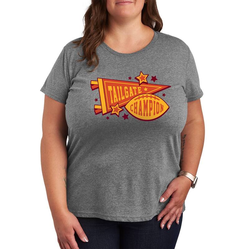 アニメ人となり レディース トップス ティーシャツ 足し加える大いさ グラフィック Licensed Character Plusize Tailgate Champions Graphic Tee Heather Gray 薄墨色