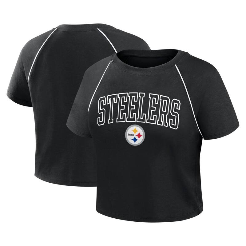 ファナティクス レディース トップス ティーシャツ クロップド Women\u0027s Fanatics Black Pittsburgh Steelers Offensive Scheme Raglan Tri-Blend Cropped Top Stl Black 黒いこと