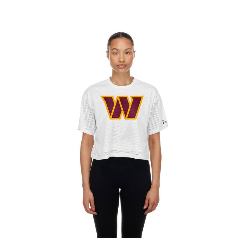 ニュー内鰓 レディース トップス ティーシャツ メッシュ クロップド Women\u0027s New Era White Washington Commandersummer Mesh Cropped Boxy T-Shirt Wft White 白いこと