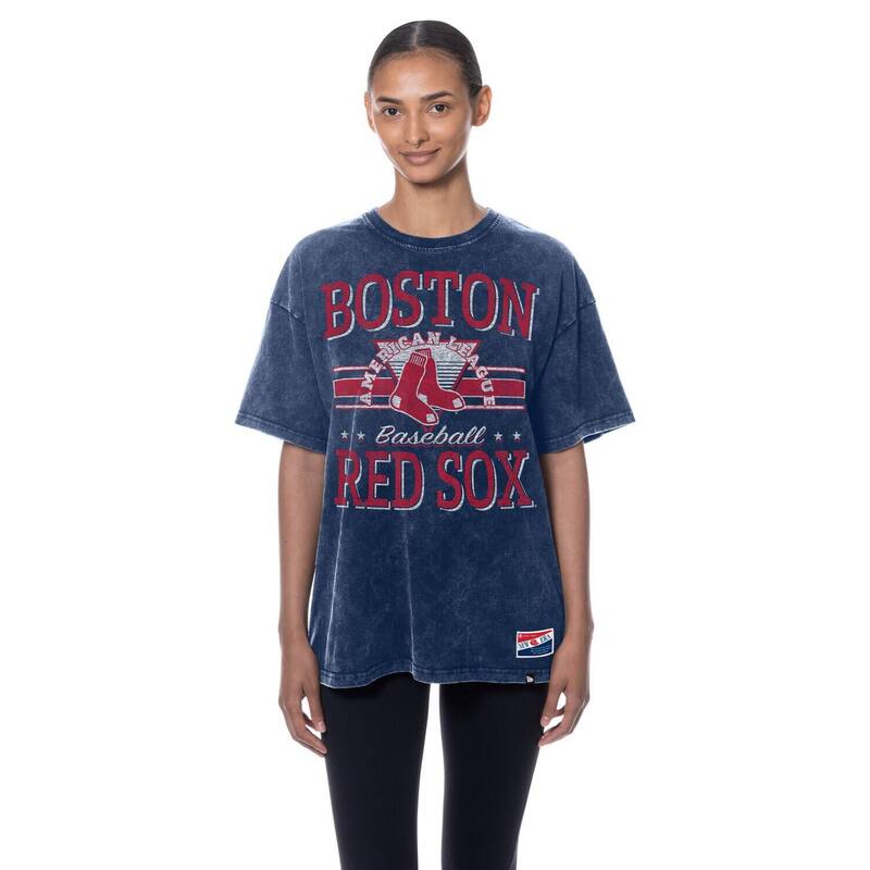 ニュー内鰓 レディース トップス ティーシャツ Women\u0027s New Era Navy Boston Red Sox Oversized Boyfriend T-Shirt Rsx Navy 米国海軍