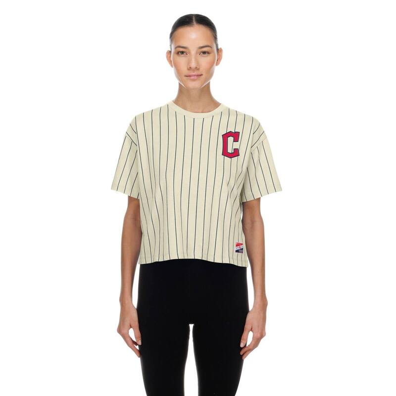 ニュー内鰓 レディース トップス ティーシャツ Women\u0027s New Era Cream Cleveland Guardians Throwback Boxy T-Shirt Grd Beige ベージュ