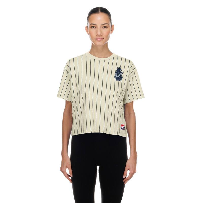 ニュー内鰓 レディース トップス ティーシャツ Women\u0027s New Era Cream Chicago Cubs Throwback Boxy T-Shirt Cubeige ベージュ