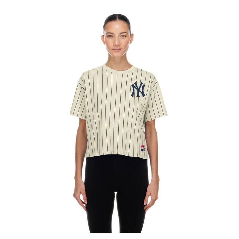 ニュー内鰓 レディース トップス ティーシャツ Women\u0027s New Era Cream New York Yankees Throwback Boxy T-Shirt Ynk Beige ベージュ