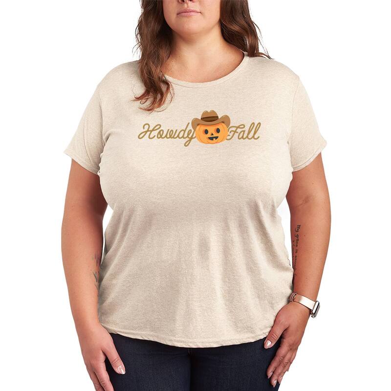 アニメ人となり レディース トップス ティーシャツ 足し加える大いさ グラフィック Licensed Character Plusize Howdy Fall Pumpkin Graphic Tee Beige ベージュ