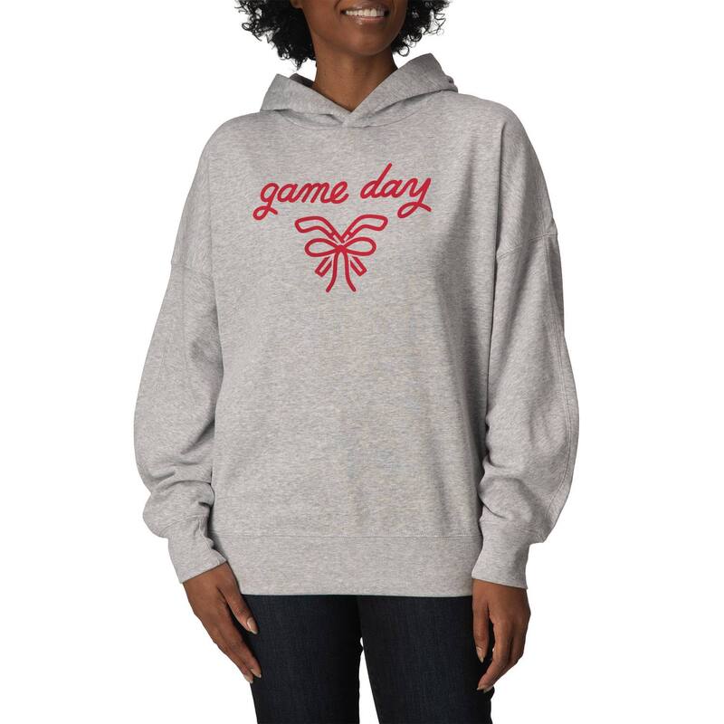 アニメ文字記号 レディース トップス ティーシャツ 汗水 フリース パーカー Licensed Character Women\u0027s Game Day Soccer Bow Oversized Fleece Hoodie Sweatshirt Athletic Heather ギョリュウモドキ