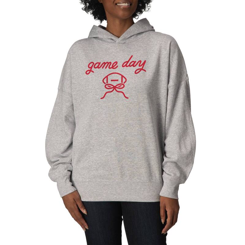 アニメ文字記号 レディース トップス ティーシャツ 汗水 フリース パーカー Licensed Character Women\u0027s Game Day Football Bow Oversized Fleece Hoodie Sweatshirt Athletic Heather ギョリュウモドキ