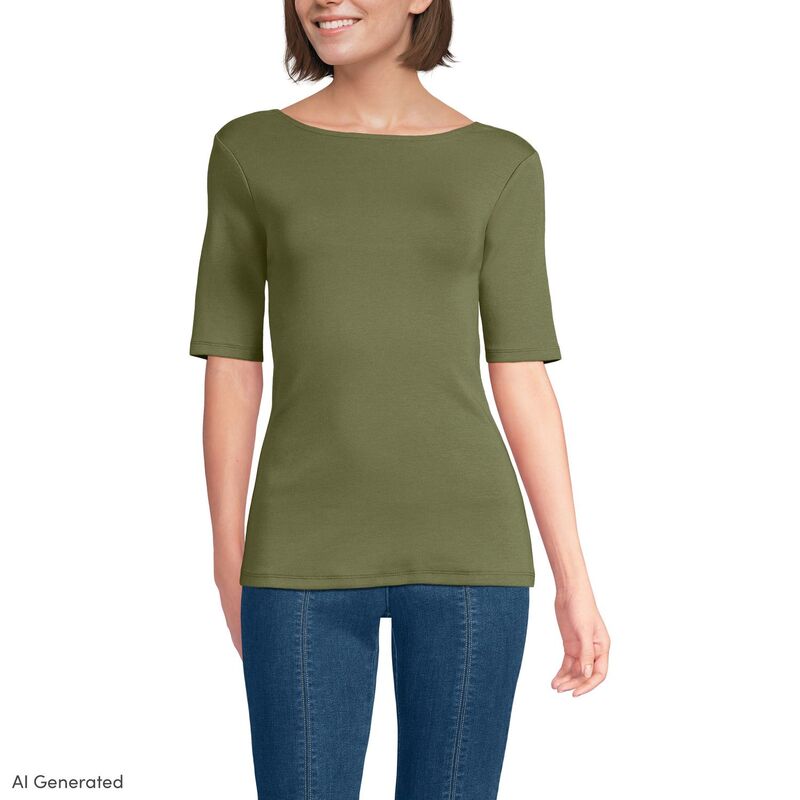 ランズ挙げ句の果て レディース トップス プルオーバー ハイネック Women\u0027s Lands\u0027 End Elbow Sleeve High Neck Low Back Top Artichoke