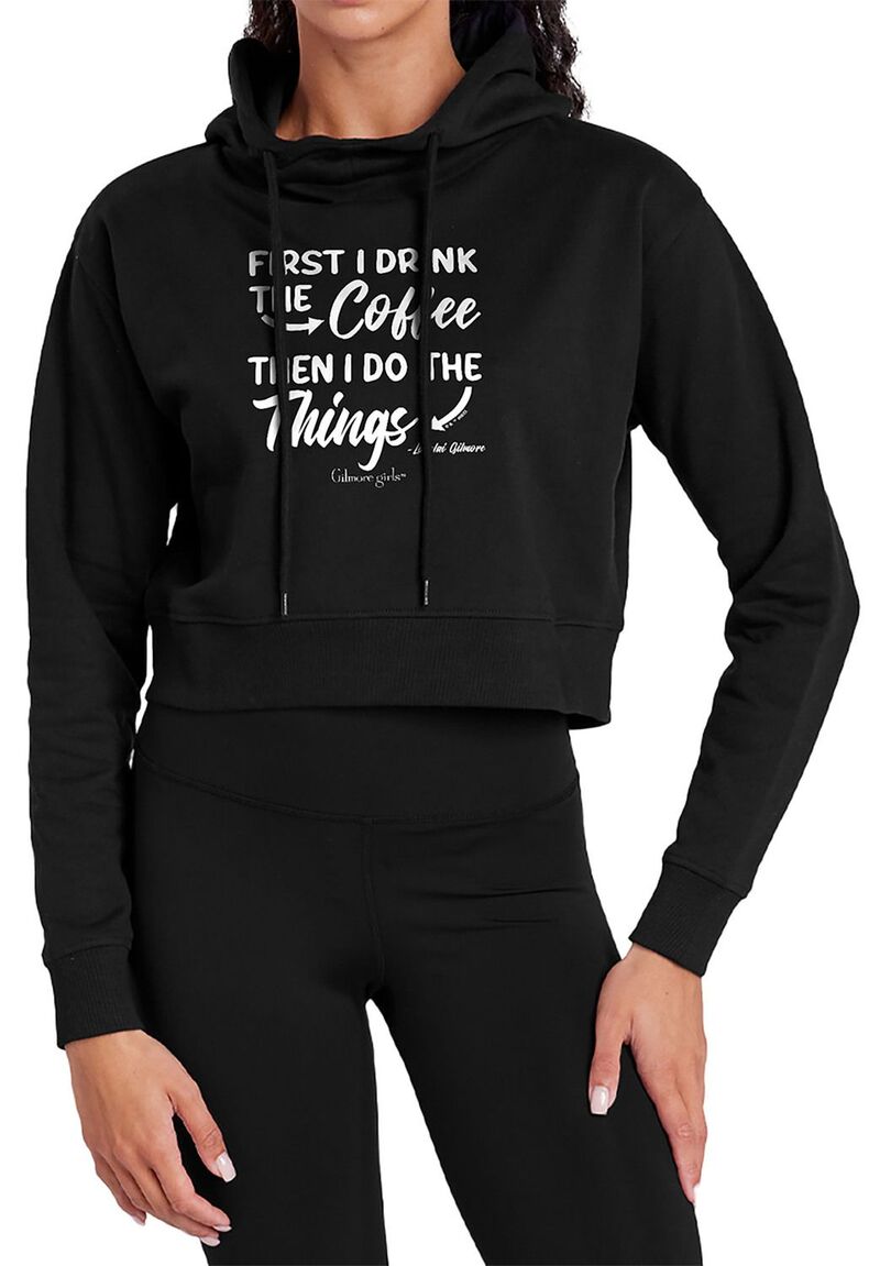 アニメ文字記号 レディース トップス ティーシャツ クロップド パーカー Licensed Character Juniors\u0027 Gilmore Girls I Drink Coffee Cropped Hoodie Black 黒いこと