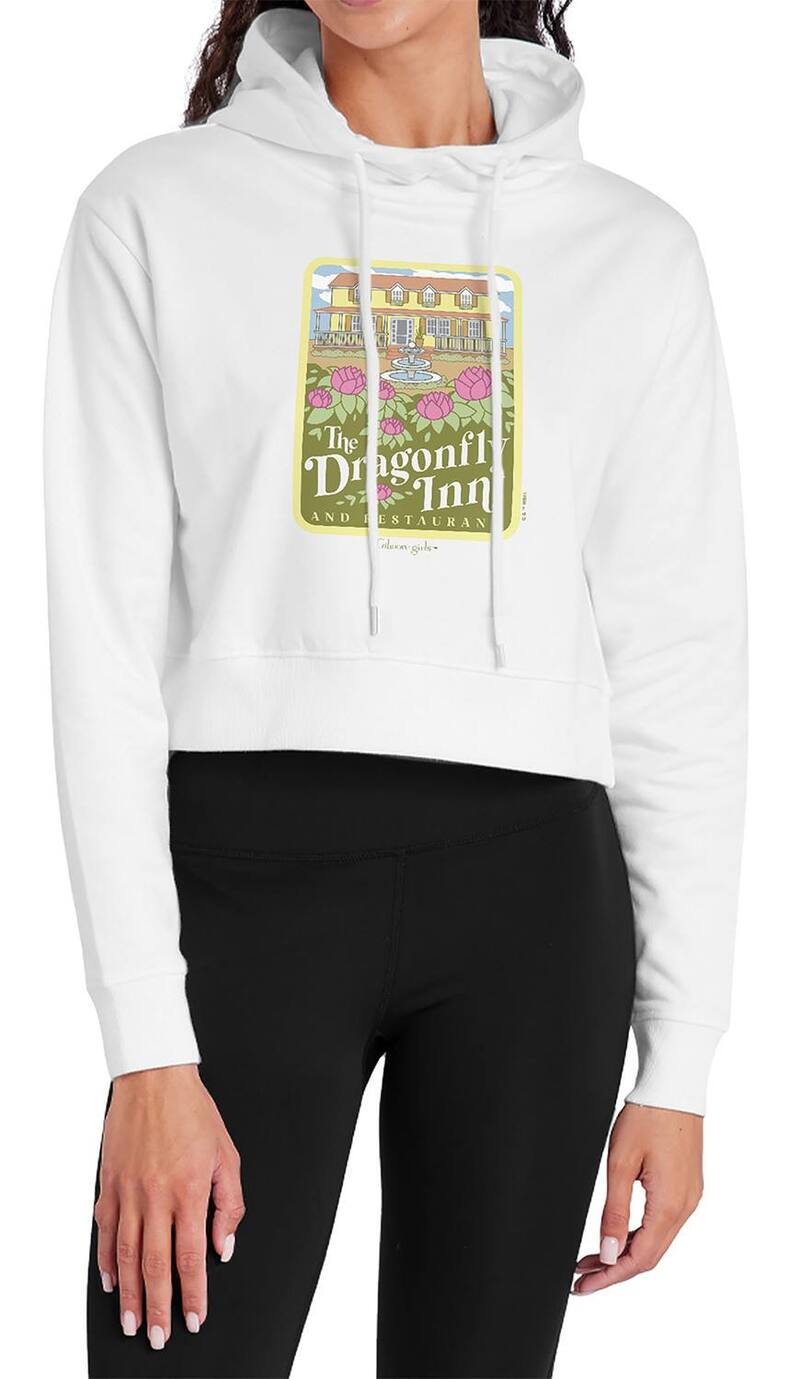 アニメ文字記号 レディース トップス ティーシャツ クロップド パーカー Licensed Character Juniors\u0027 Gilmore Girls Dragonfly Inn Cropped Hoodie White 白いこと