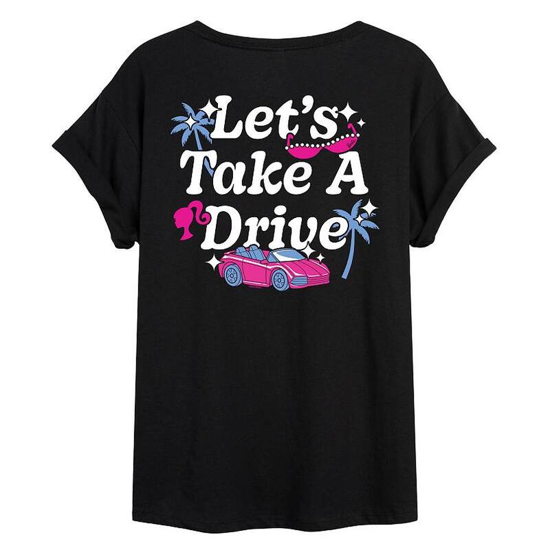 アニメ文字記号 レディース トップス ティーシャツ Licensed Character Juniors\u0027 Barbie Let\u0027s Take A Drive Oversized Tee No Color