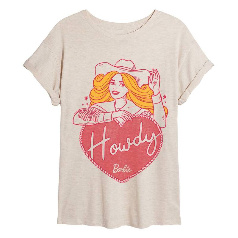 アニメ文字記号 レディース トップス ティーシャツ Licensed Character Juniors\u0027 Barbie Howdy Oversized Tee Beige ベージュ
