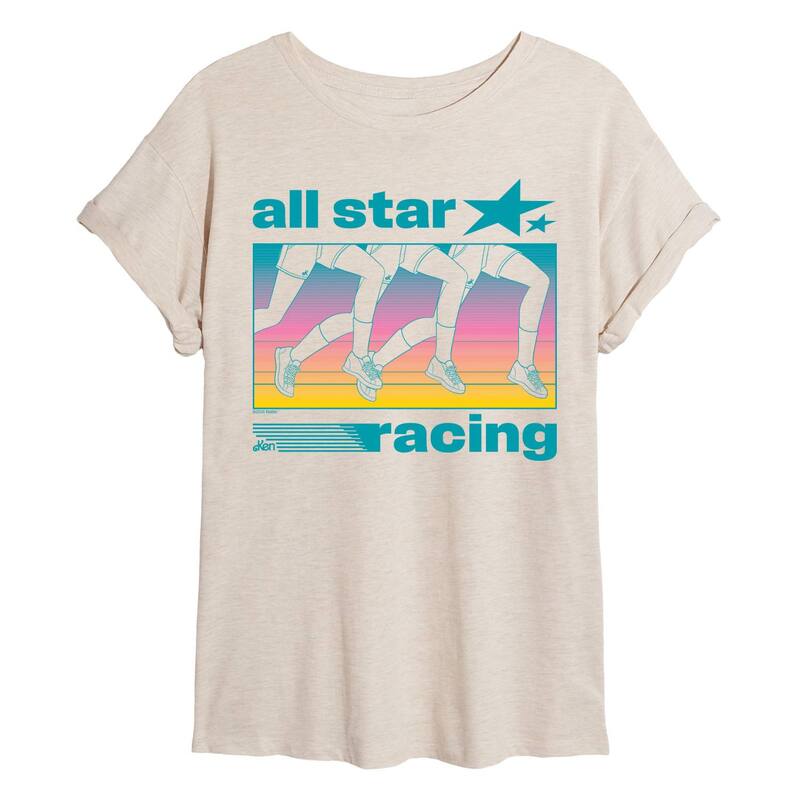 アニメ文字記号 レディース トップス ティーシャツ Licensed Character Juniors\u0027 Barbie Ken All Staracing Oversized Tee Beige ベージュ