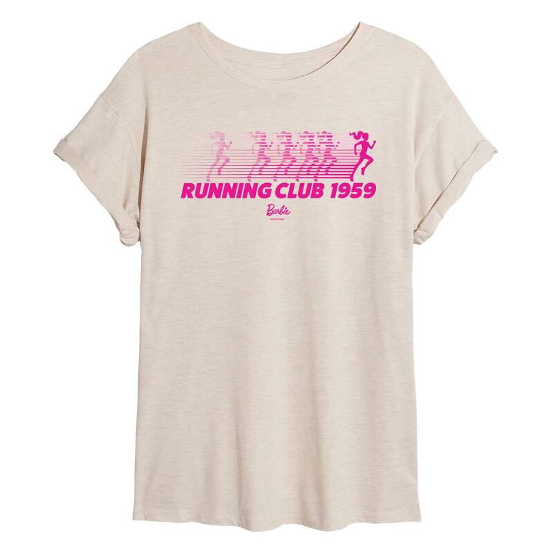 アニメ文字記号 レディース トップス ティーシャツ Licensed Character Juniors\u0027 Barbie Running Club 1959 Oversized Tee Beige ベージュ