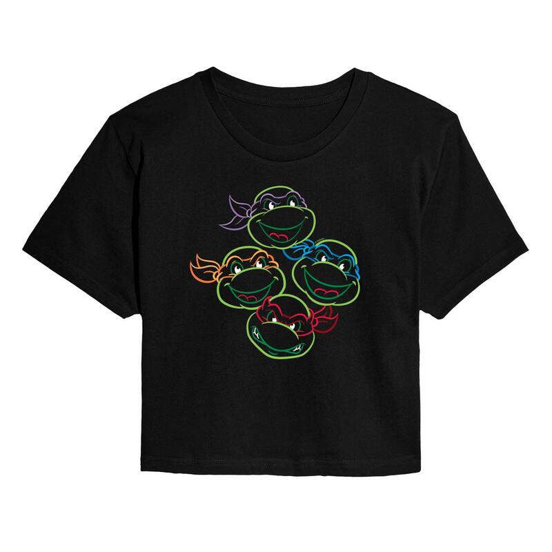 アニメ人となり レディース トップス ティーシャツ クロップド Licensed Character Juniors\u0027 Nickelodeon Teenage Mutant Ninja Turtles Cropped Tee Black 黒いこと